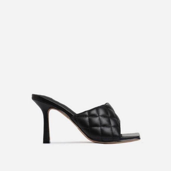 !! LIMITED !! SQUARE TOE Quilted Mules in Nude - Picture 7 of 9